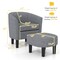 Costway Barrel Club Chair with Ottoman Set Footrest Curved Back & Removable Seat Cushion Grey/Beige